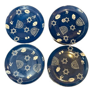 At Home International Frank Richmann Set Of 4 Hanukkah Dessert Salad‎ Plates NEW